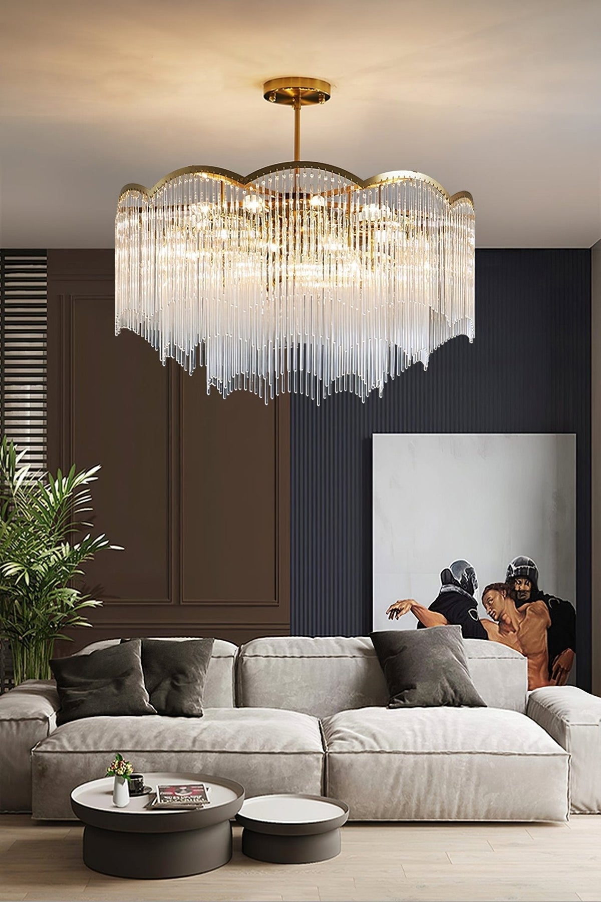 Liorivella Chandelier Glass Rod Wave Shape
