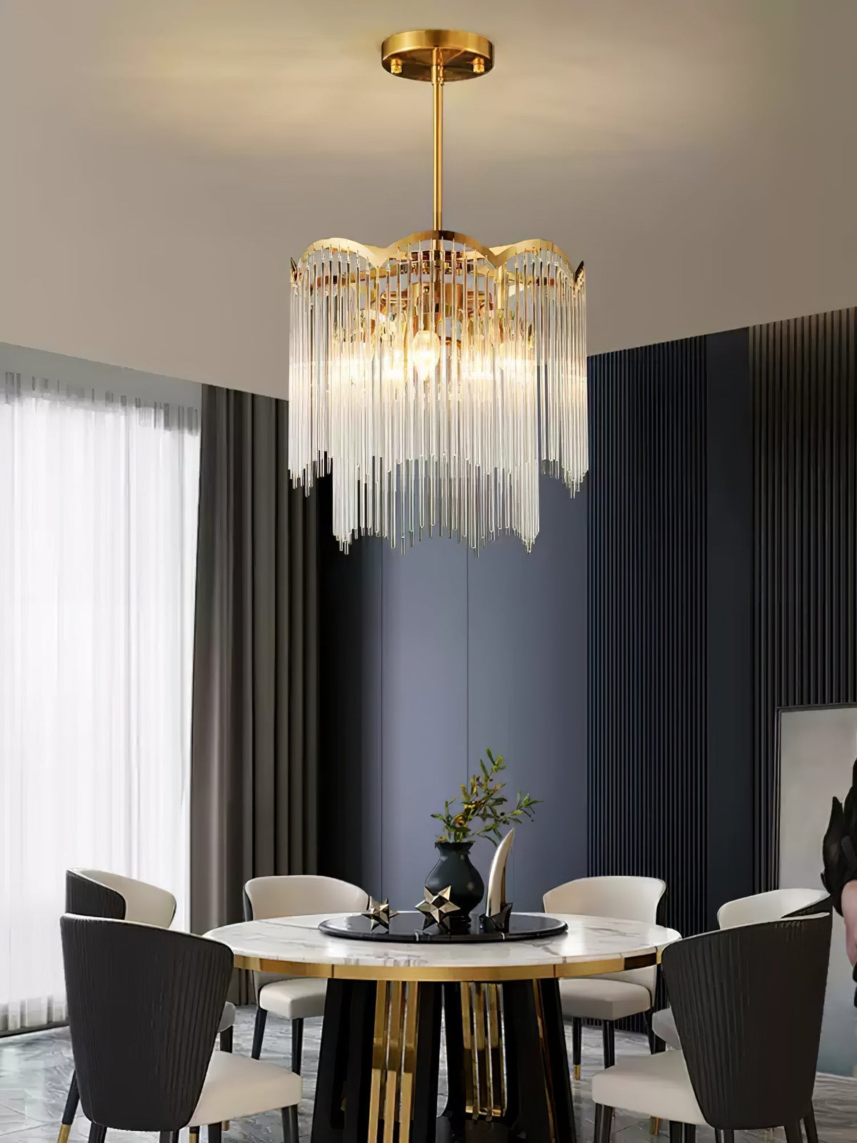 Liorivella Chandelier Glass Rod Wave Shape