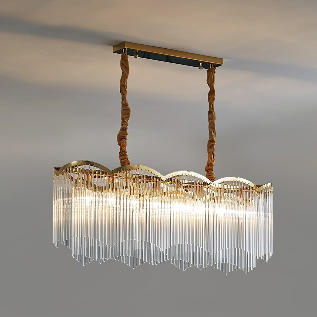 Liorivella Chandelier Glass Rod Wave Shape