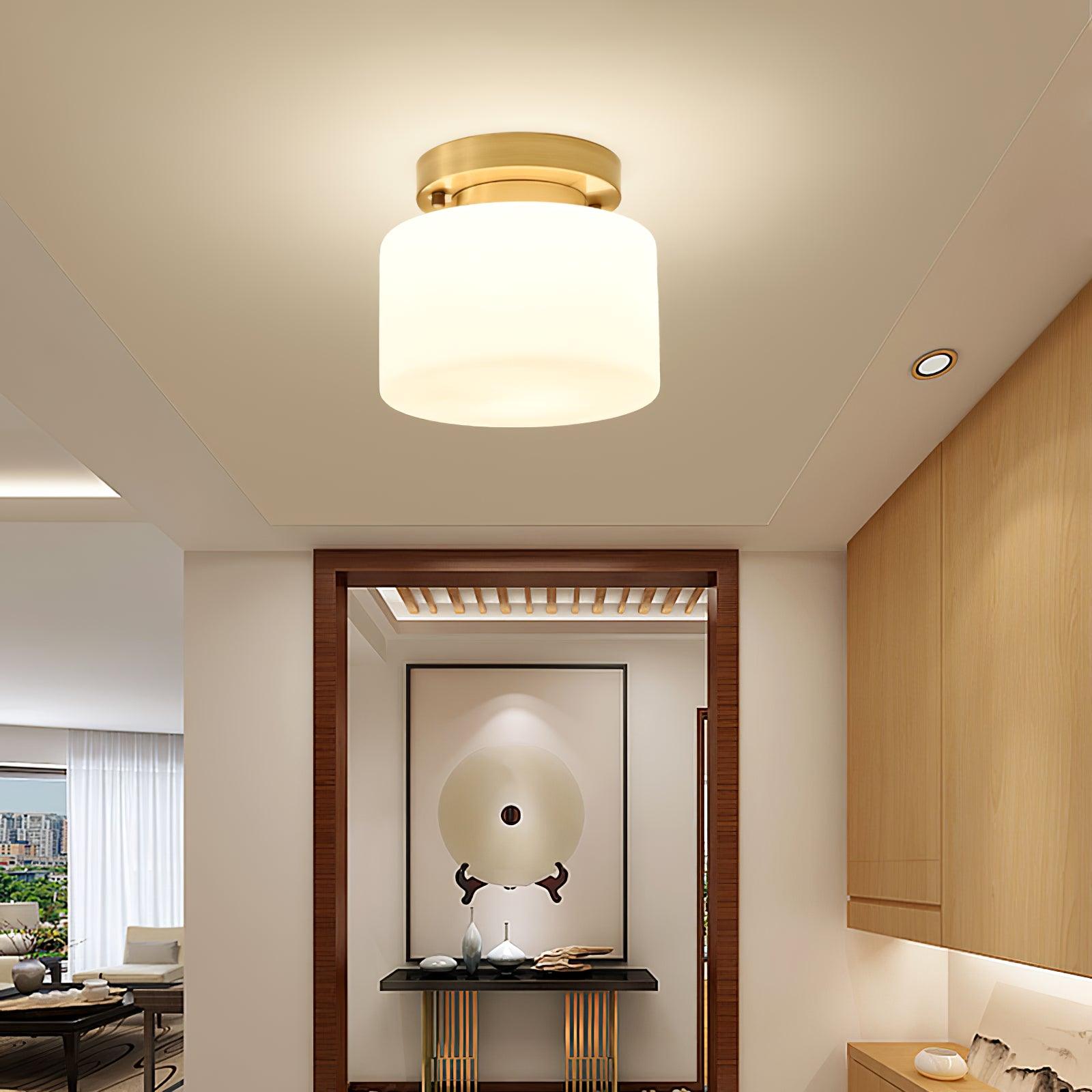 Elsilisra Nordic Art Brass Glass Flush Mount Ceiling Light