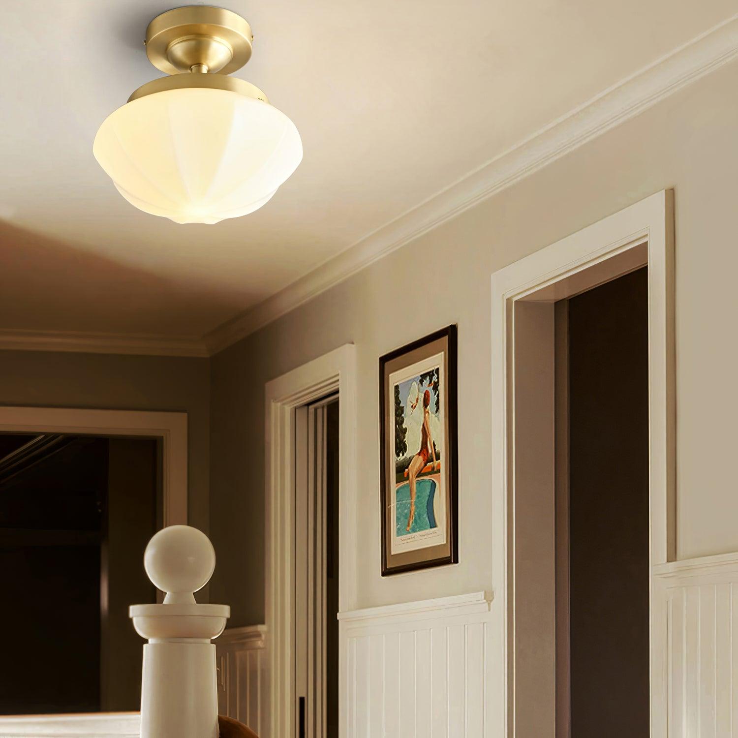 Elsilisra Nordic Art Brass Glass Flush Mount Ceiling Light