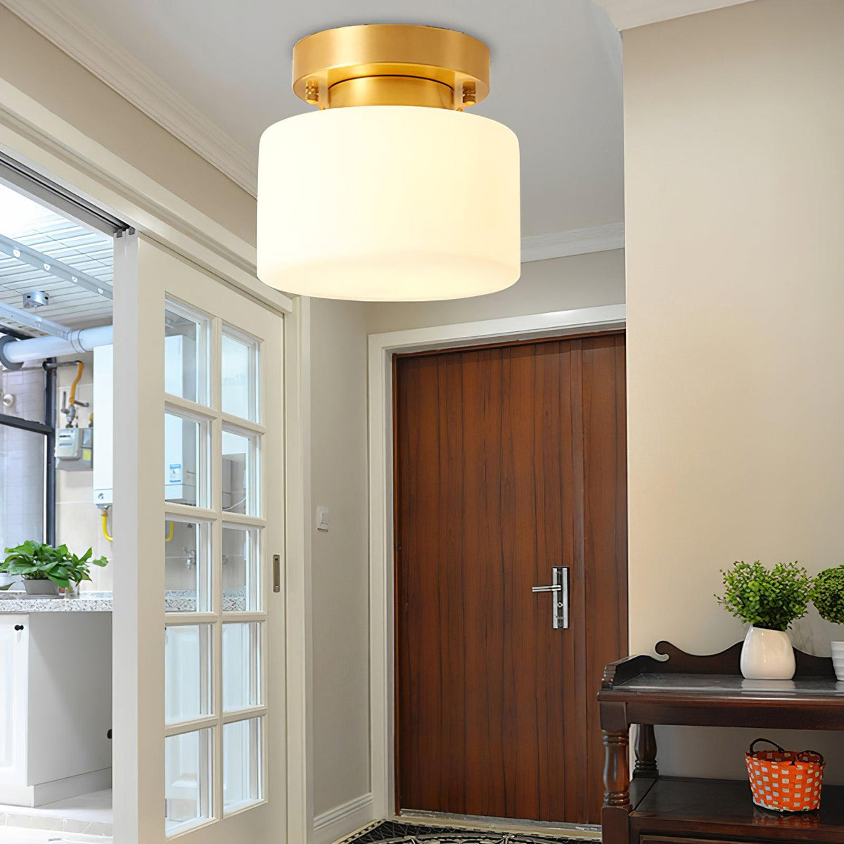 Elsilisra Nordic Art Brass Glass Flush Mount Ceiling Light