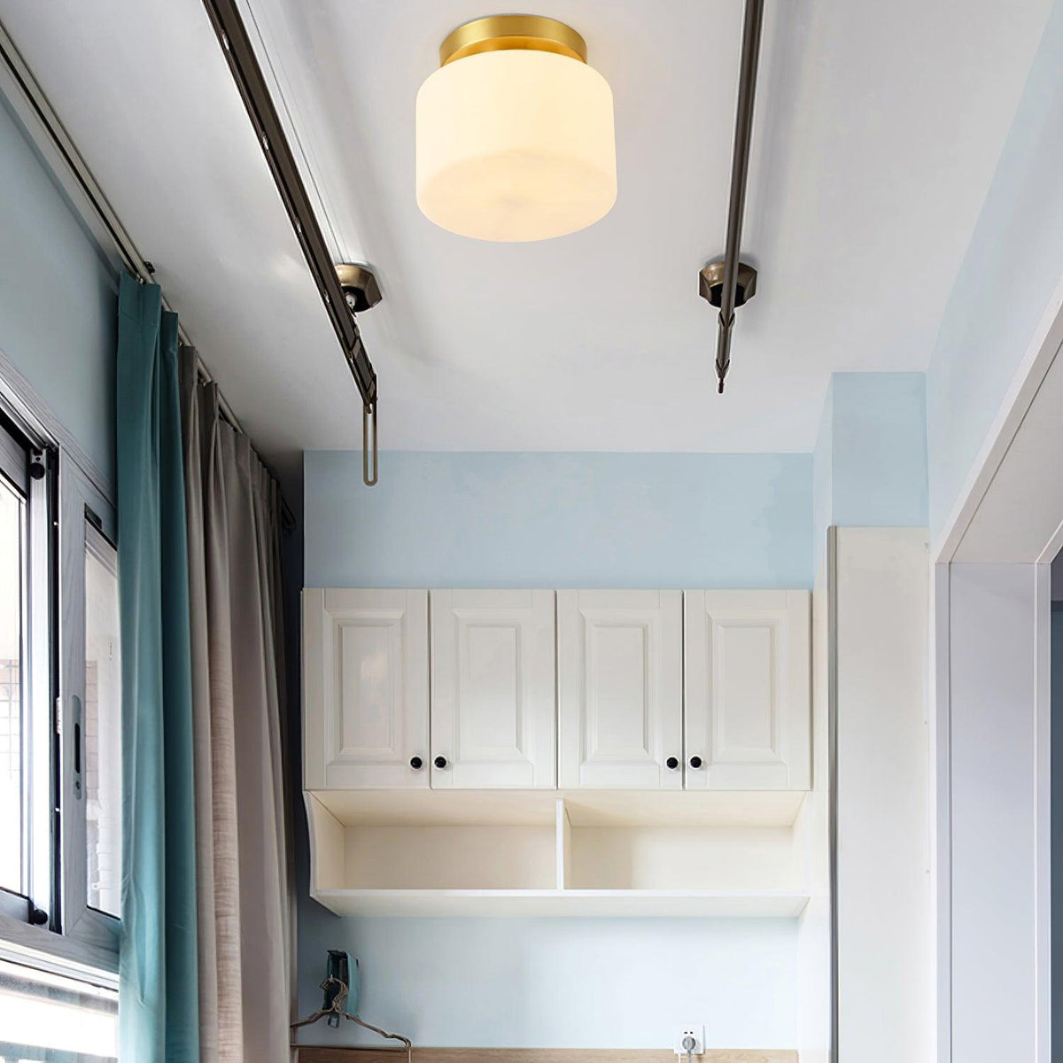 Elsilisra Nordic Art Brass Glass Flush Mount Ceiling Light