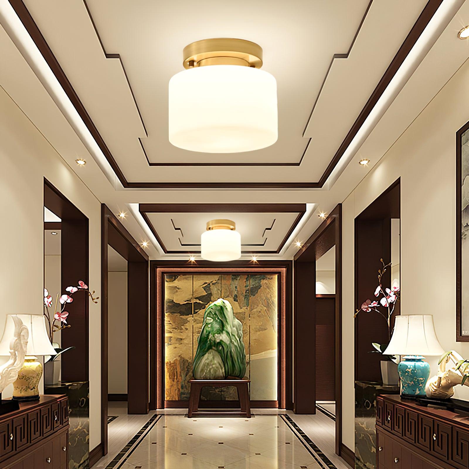 Elsilisra Nordic Art Brass Glass Flush Mount Ceiling Light