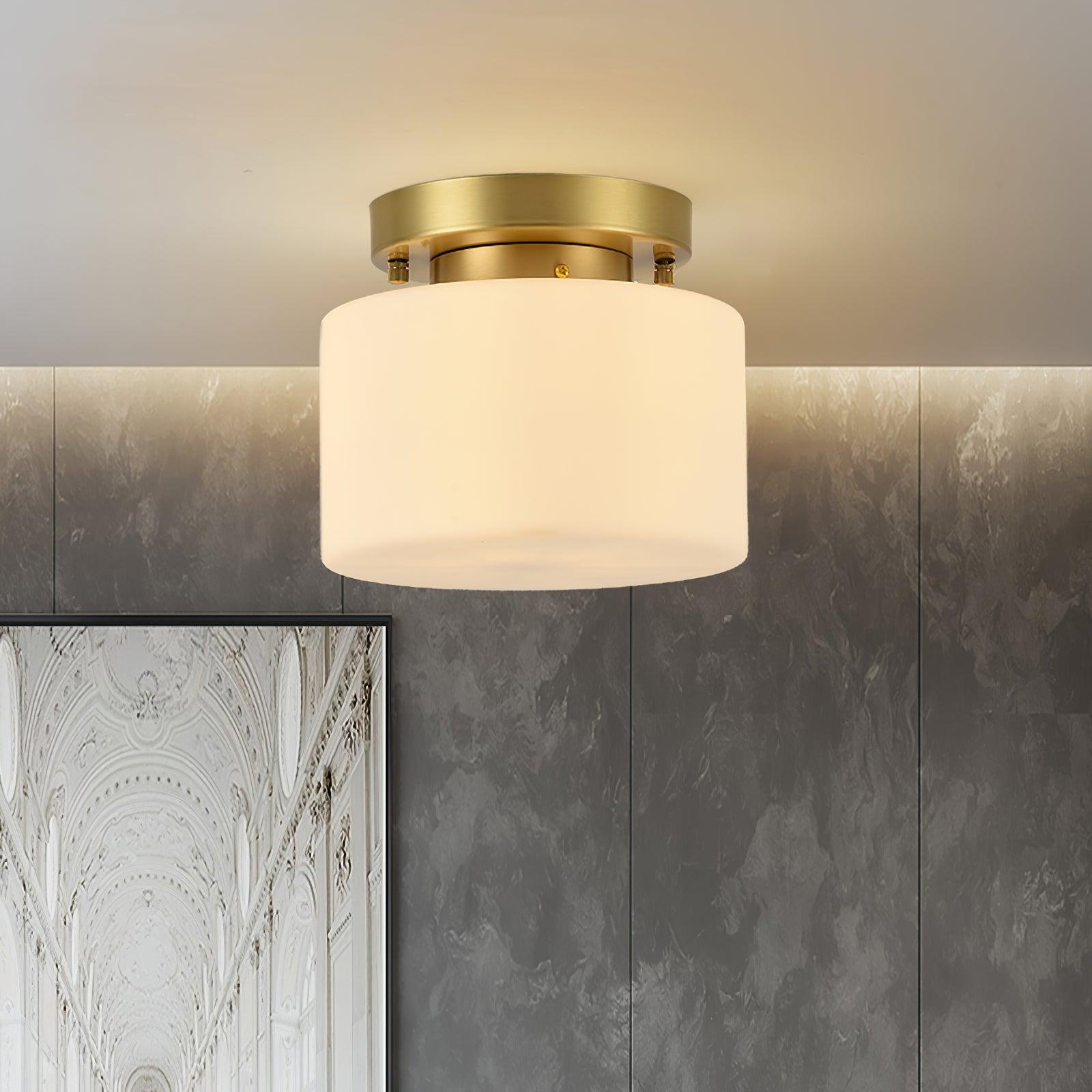 Elsilisra Nordic Art Brass Glass Flush Mount Ceiling Light