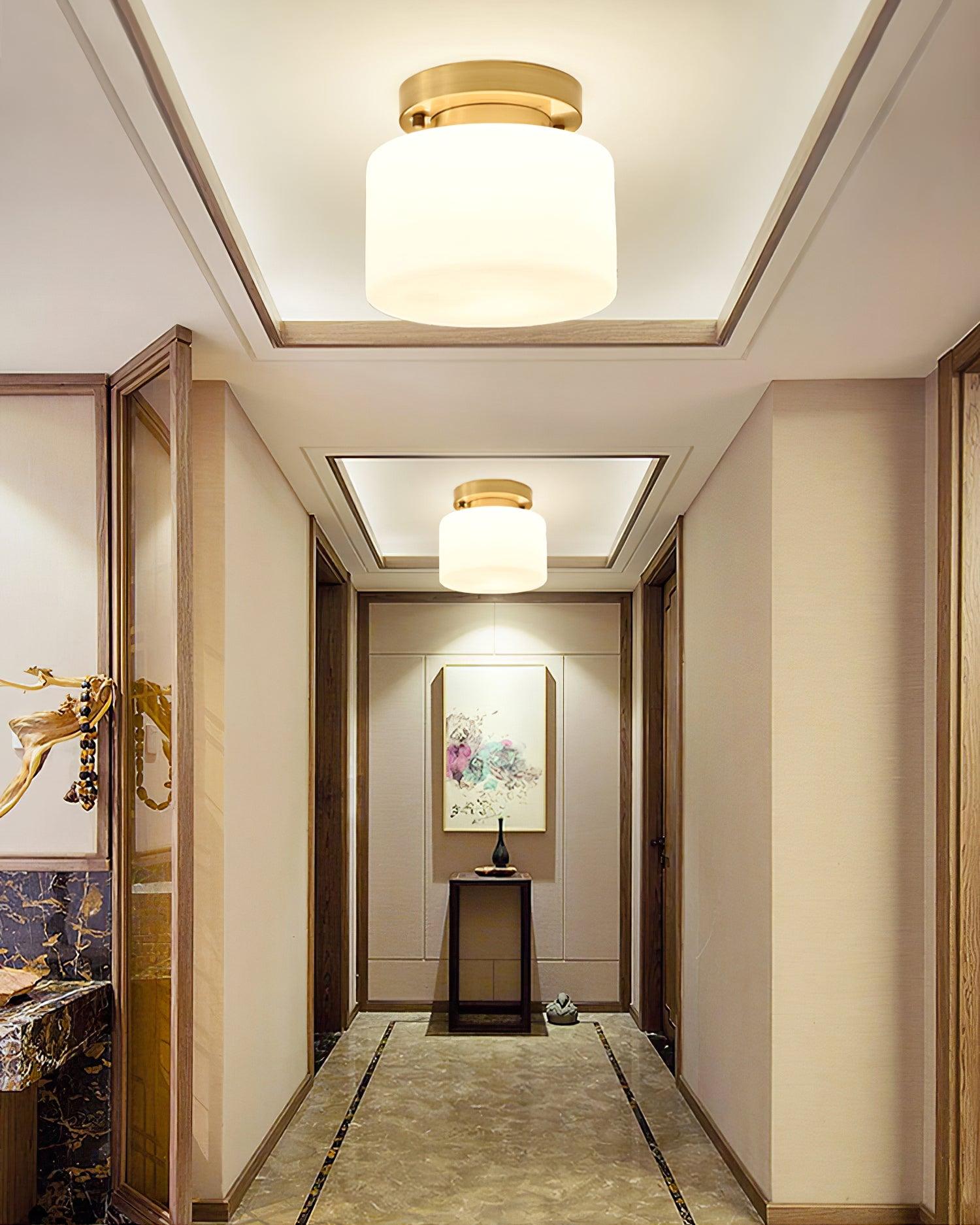 Elsilisra Nordic Art Brass Glass Flush Mount Ceiling Light
