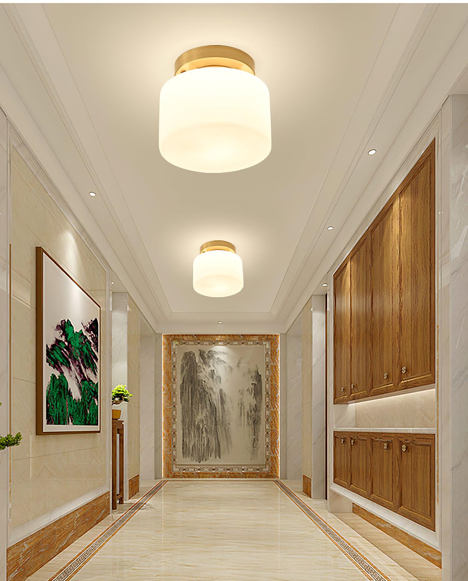 Elsilisra Nordic Art Brass Glass Flush Mount Ceiling Light