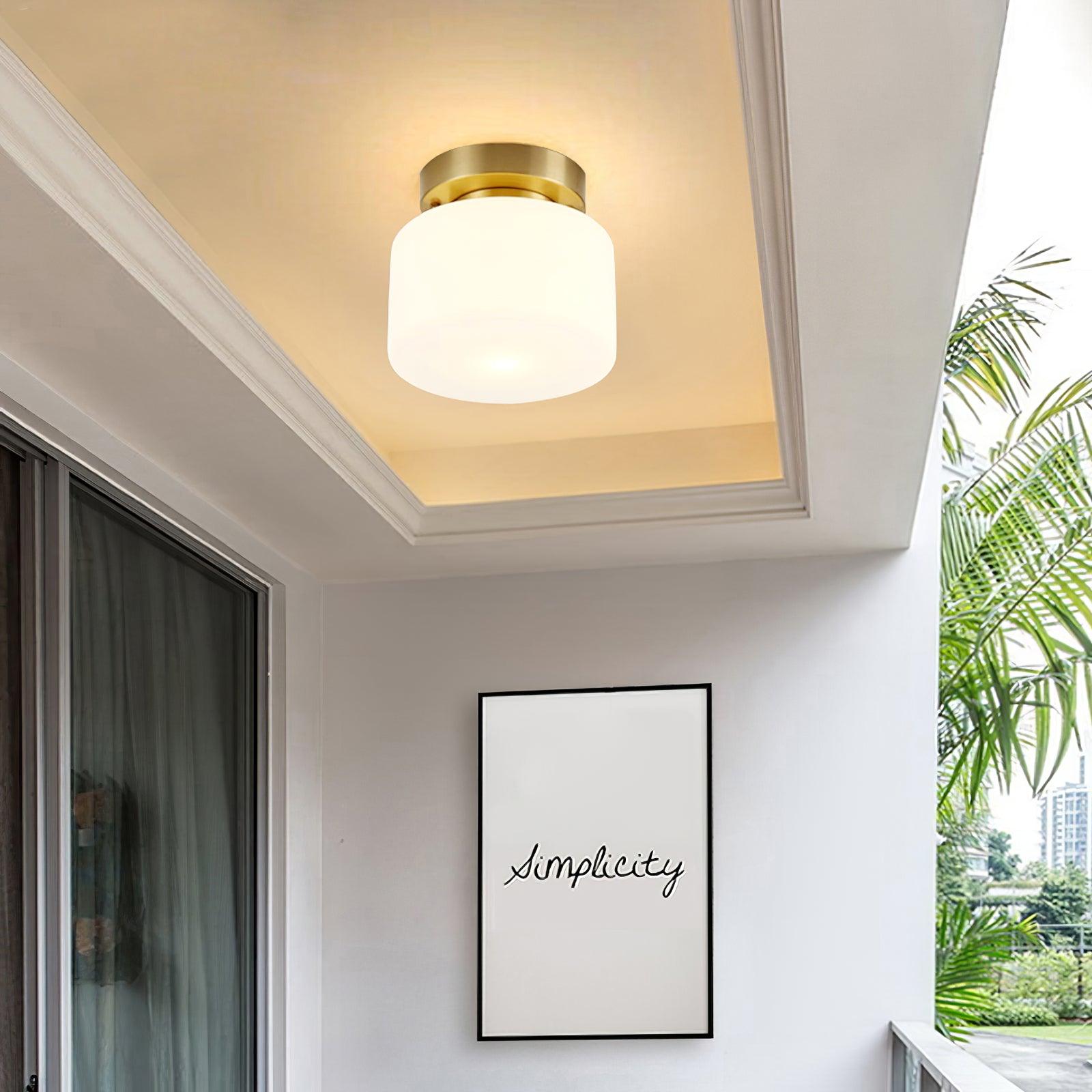 Elsilisra Nordic Art Brass Glass Flush Mount Ceiling Light