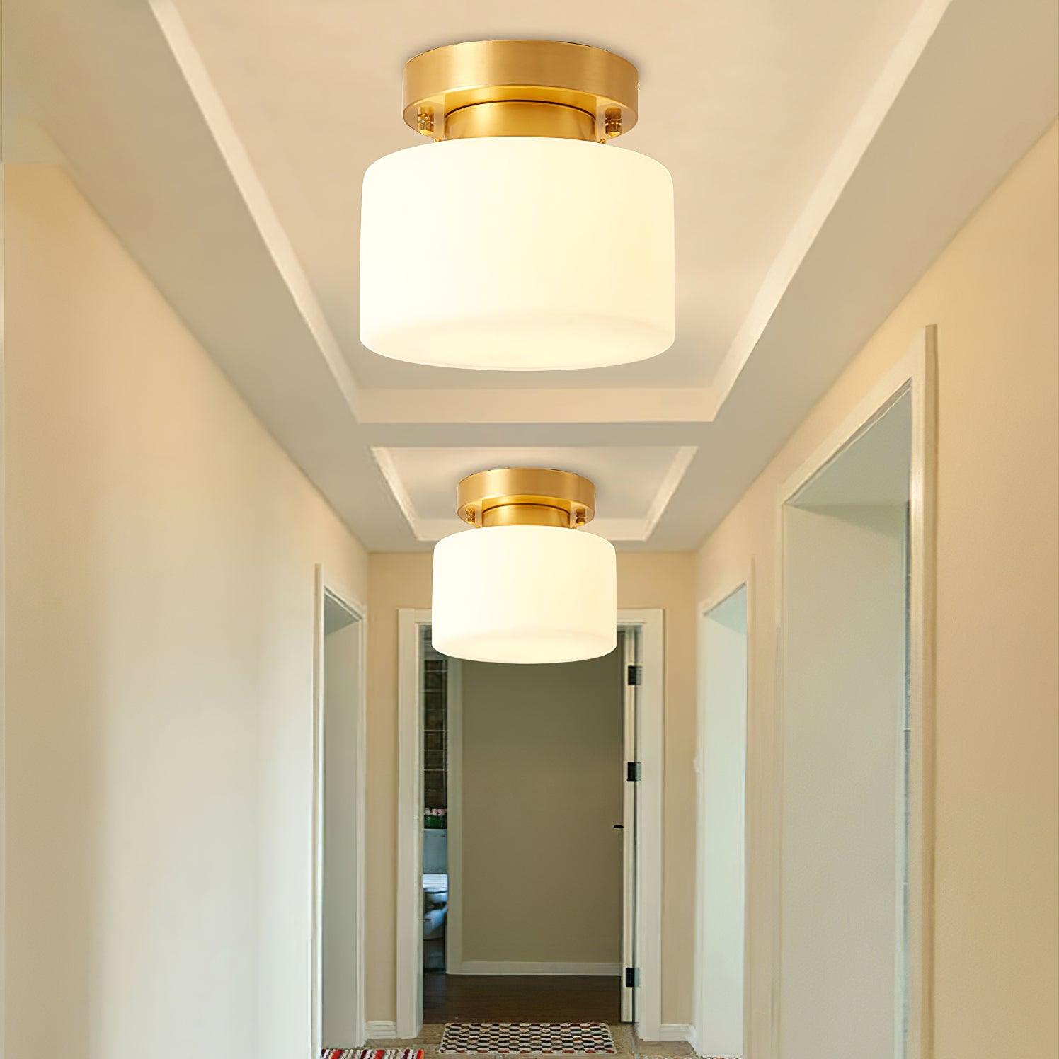 Elsilisra Nordic Art Brass Glass Flush Mount Ceiling Light