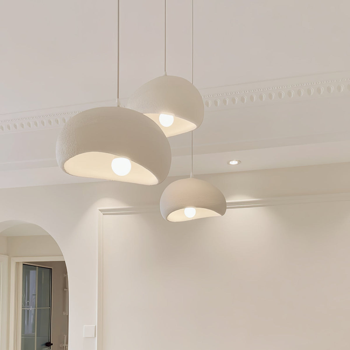 Ecor Pendant Lamp Plaster Half Dome Plug In Wabi Sabi