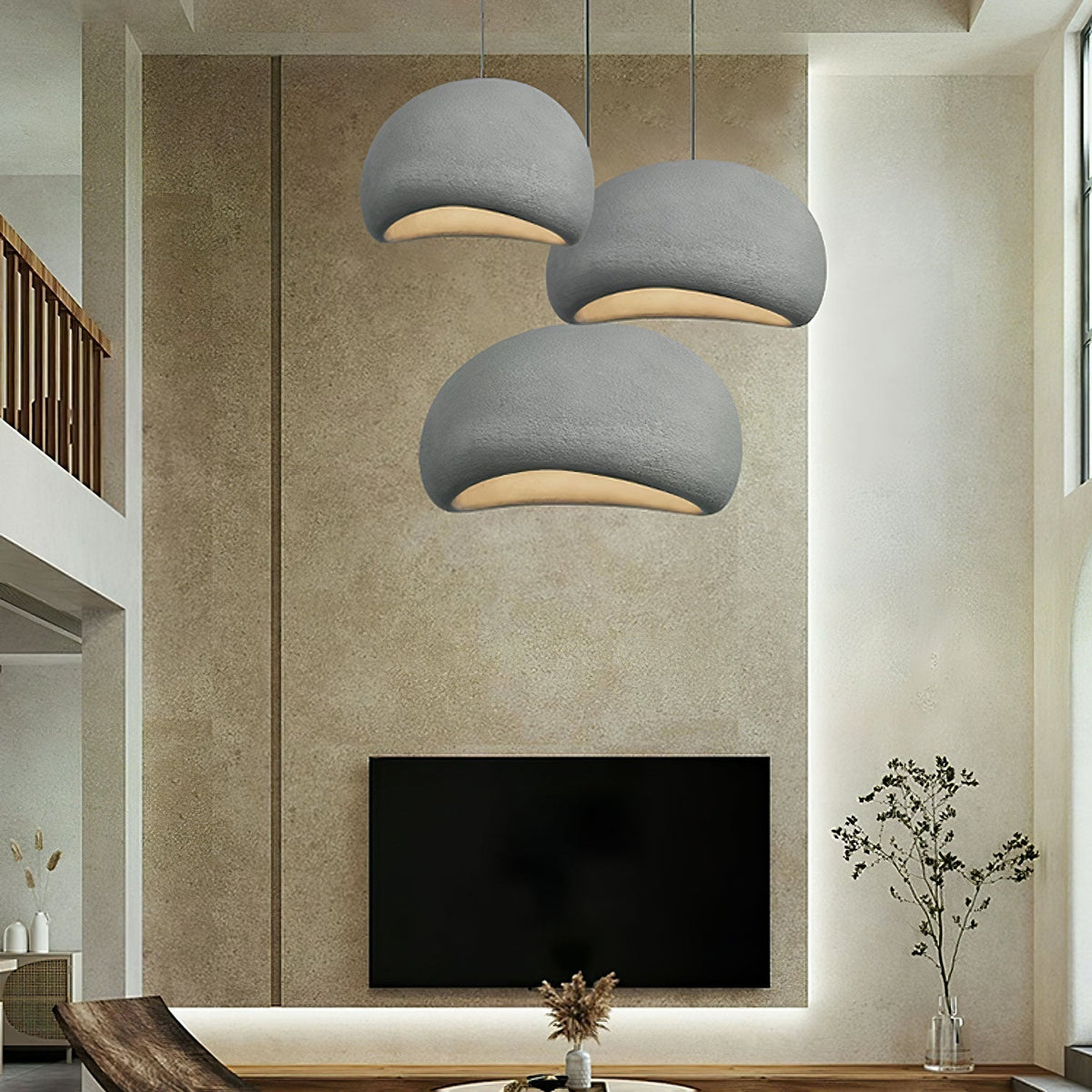 Ecor Pendant Lamp Plaster Half Dome Plug In Wabi Sabi