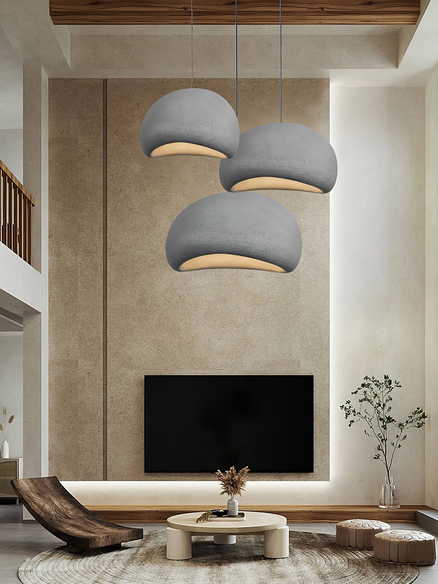 Ecor Pendant Lamp Plaster Half Dome Plug In Wabi Sabi