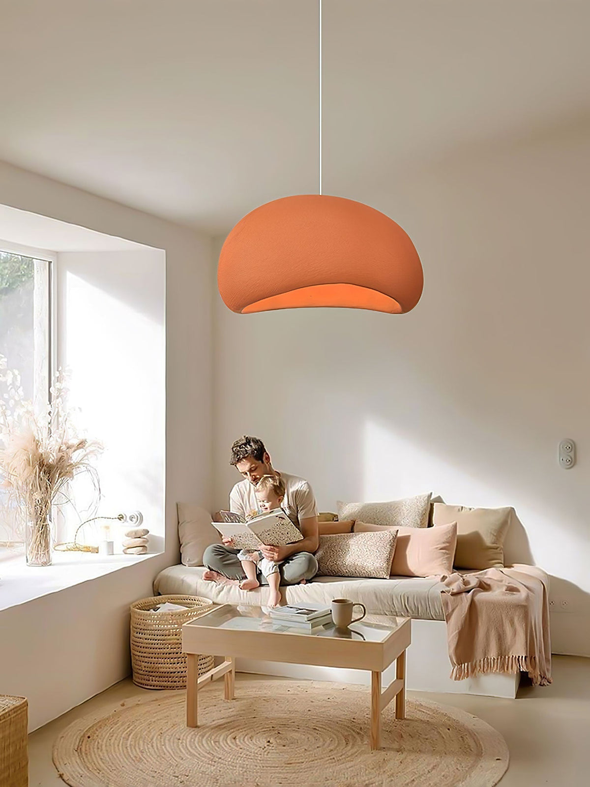Ecor Pendant Lamp Plaster Half Dome Plug In Wabi Sabi