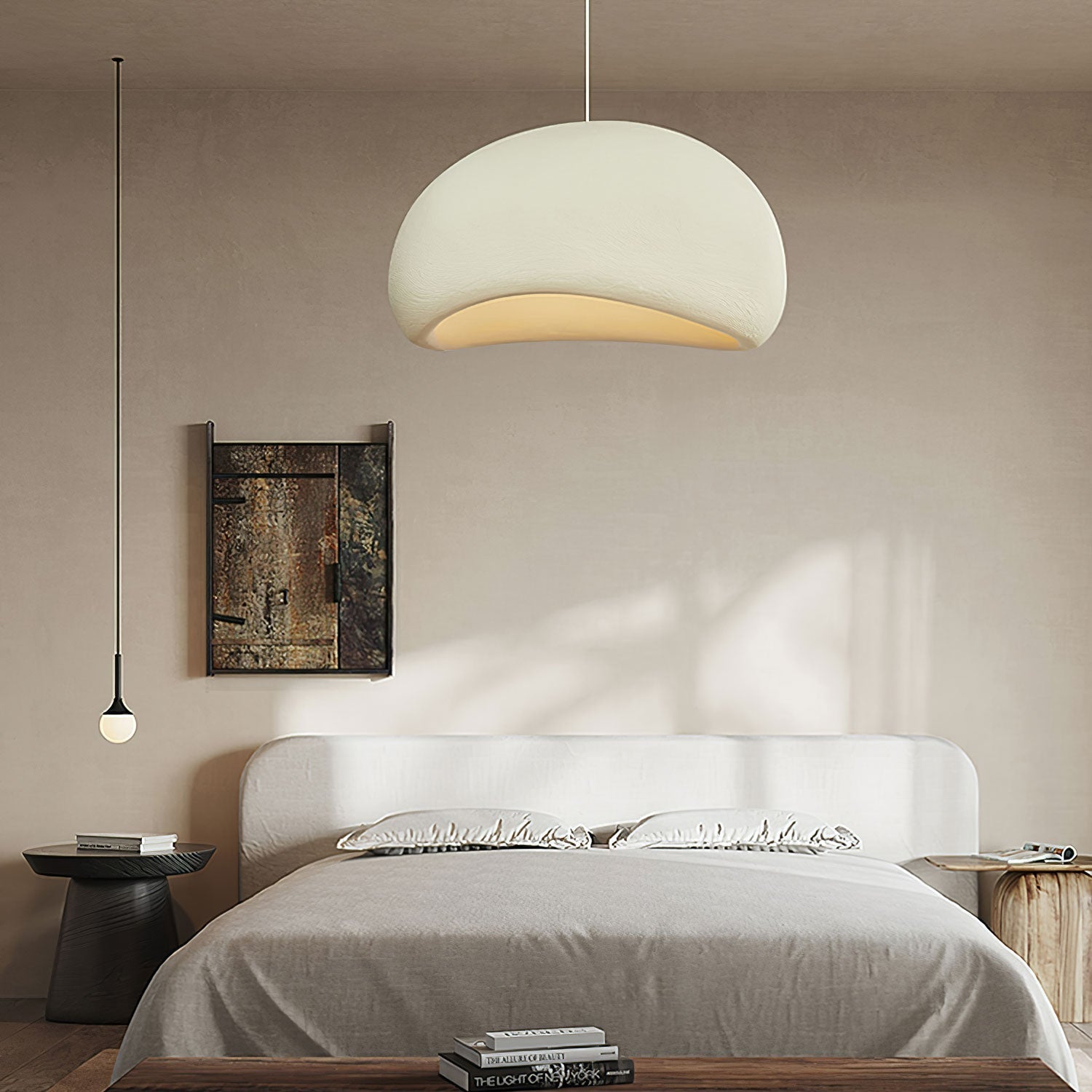 Ecor Pendant Lamp Plaster Half Dome Plug In Wabi Sabi
