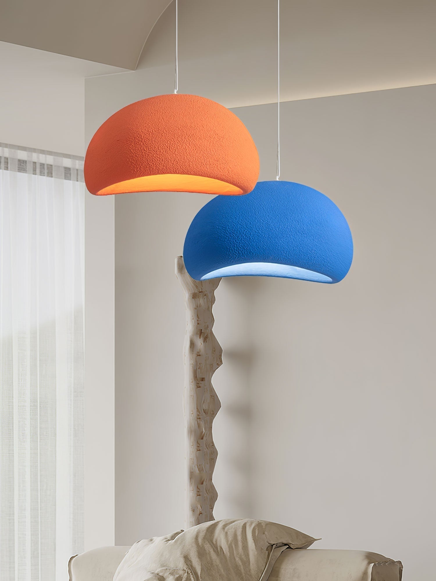 Ecor Pendant Lamp Plaster Half Dome Plug In Wabi Sabi