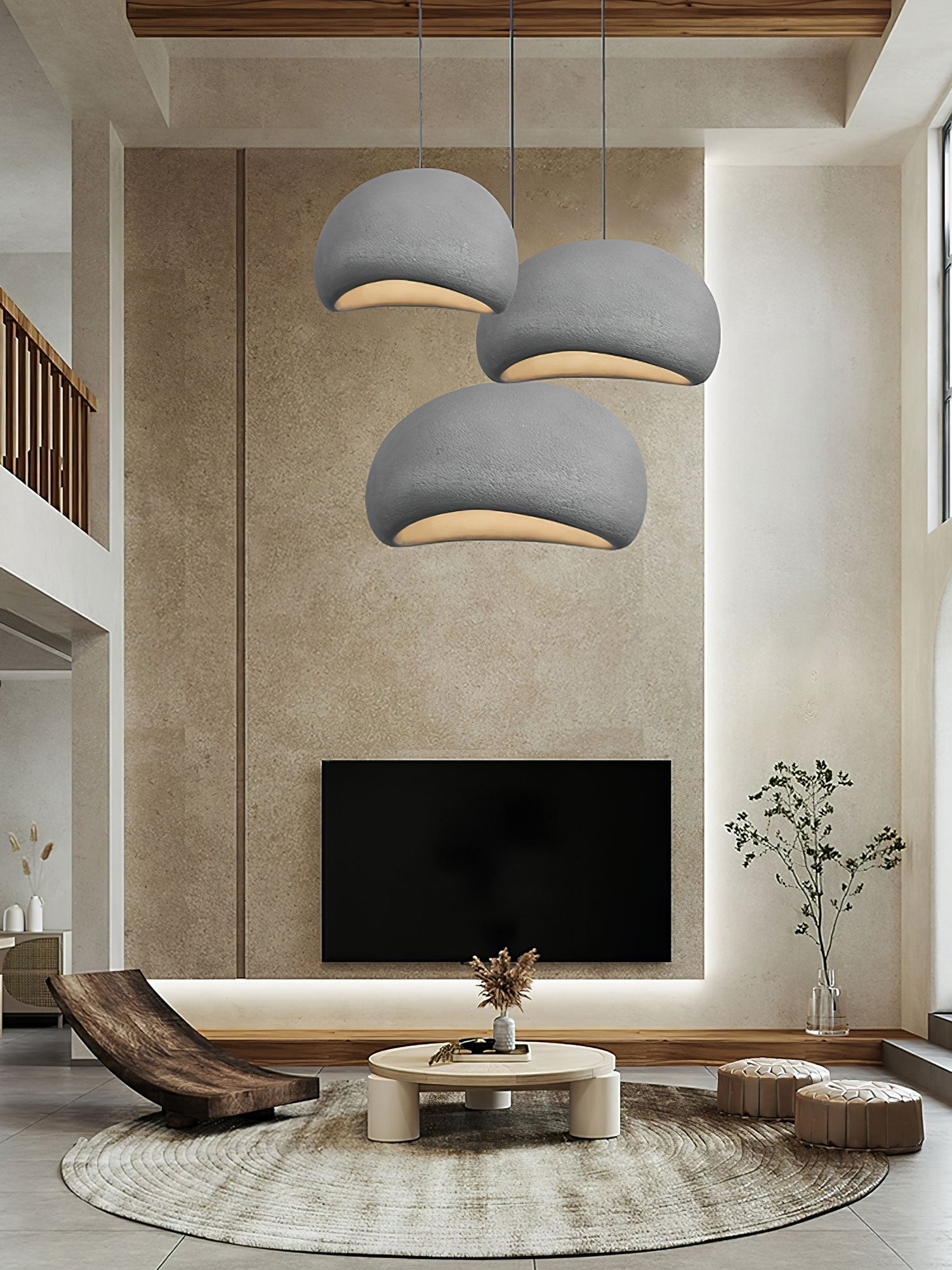 Ecor Pendant Lamp Plaster Half Dome Plug In Wabi Sabi