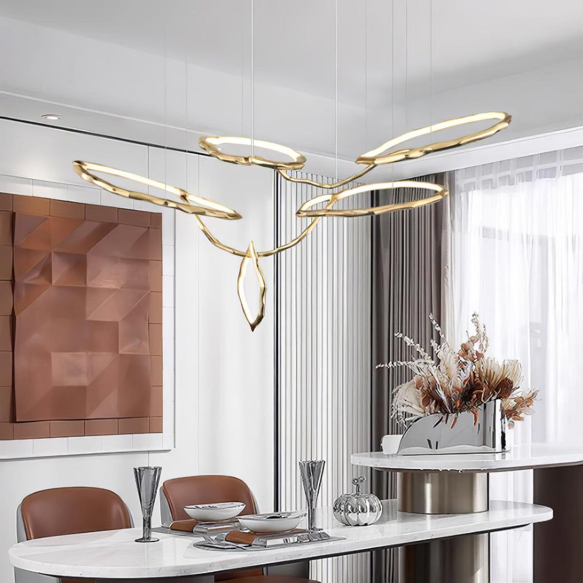 Aballs Cloud Rings Series Brass Chandelier
