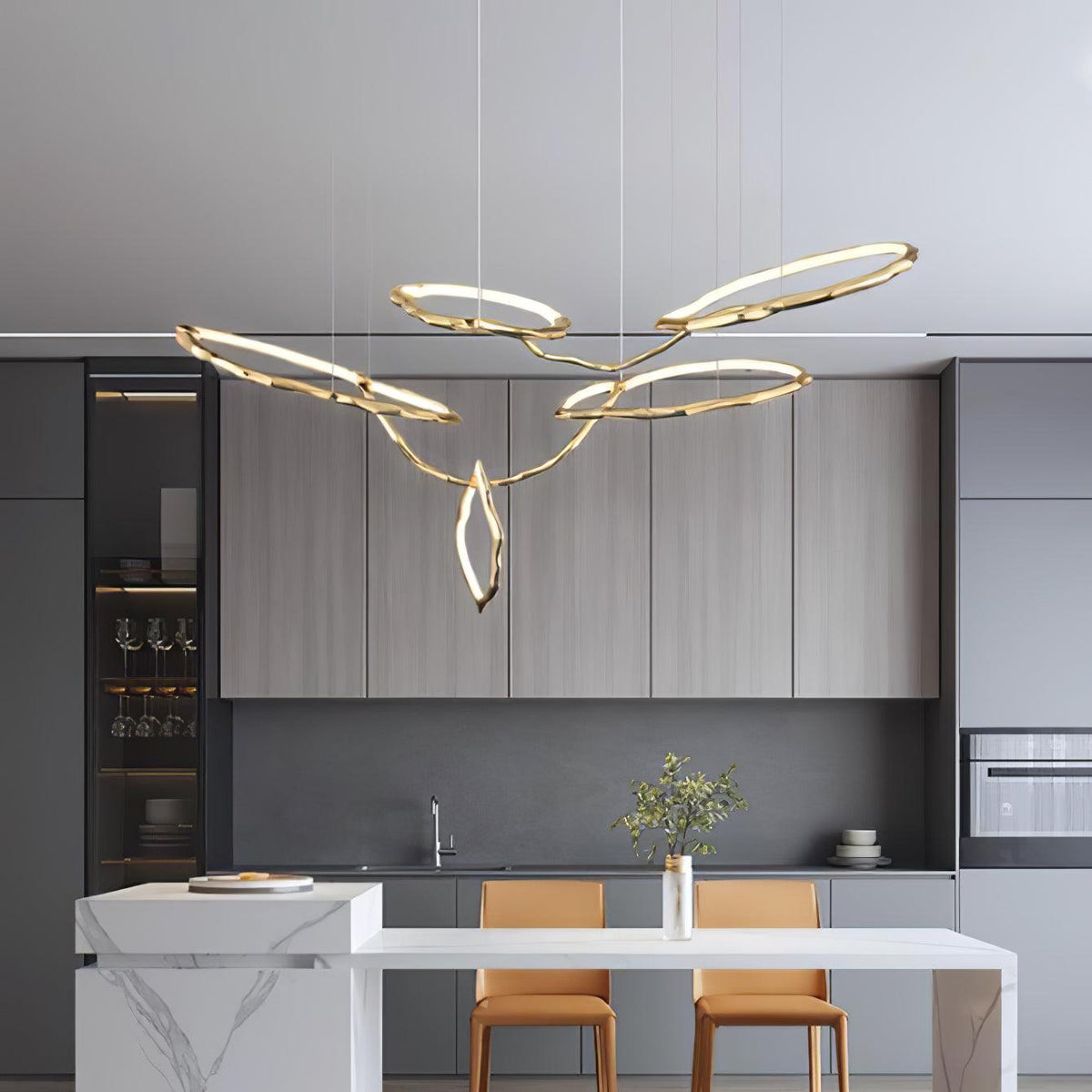 Aballs Cloud Rings Series Brass Chandelier