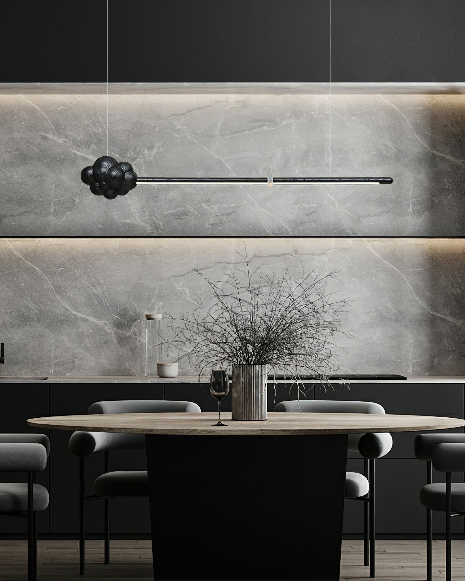 Sylisia Pendant Lamp Wood Stick Cloud Minimalist