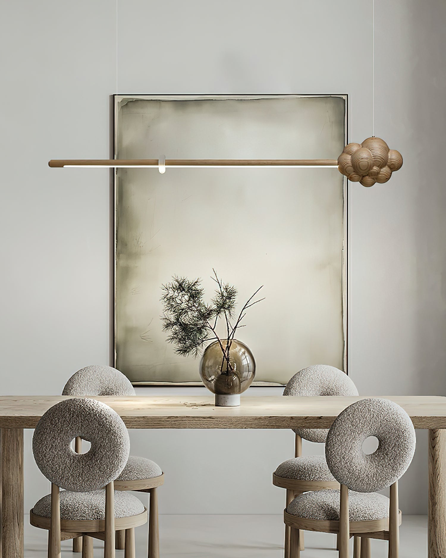 Sylisia Pendant Lamp Wood Stick Cloud Minimalist