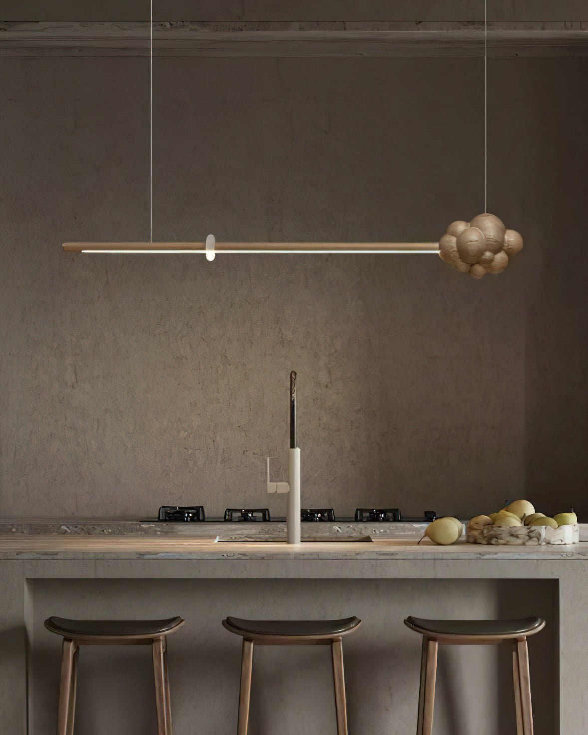 Sylisia Pendant Lamp Wood Stick Cloud Minimalist