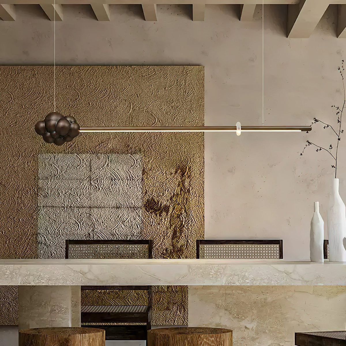 Sylisia Pendant Lamp Wood Stick Cloud Minimalist
