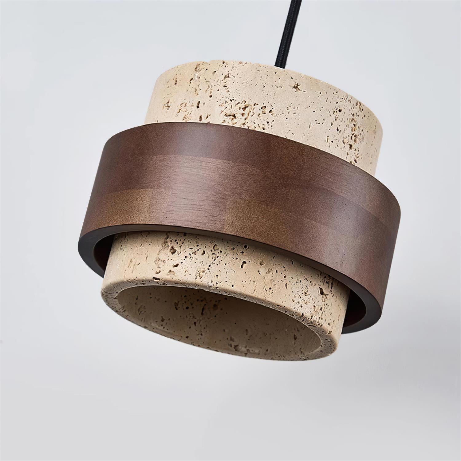 Avone Travertine and Walnut Plug-In Pendant Light - Neutral Decor