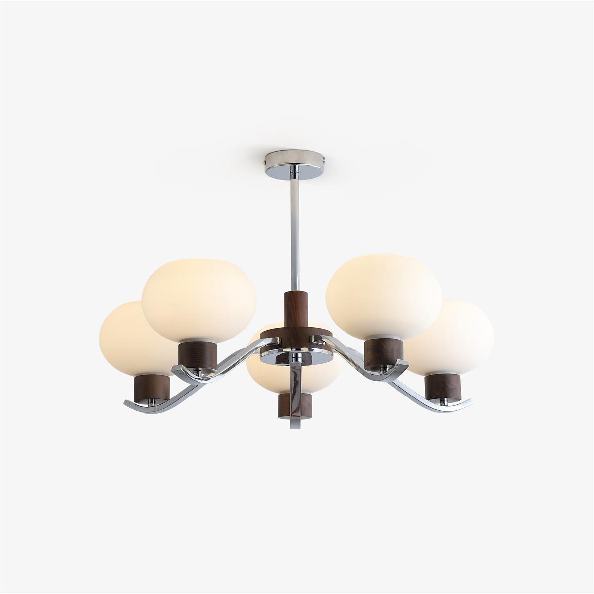 Elvinine Chandelier Chrome Walnut Elegant
