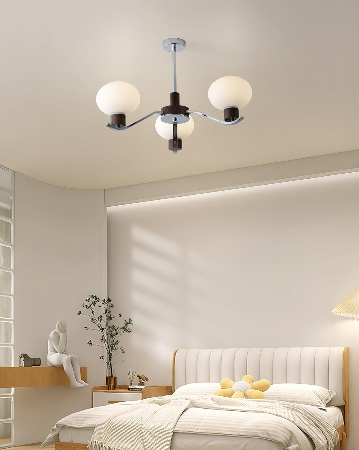 Elvinine Chandelier Chrome Walnut Elegant