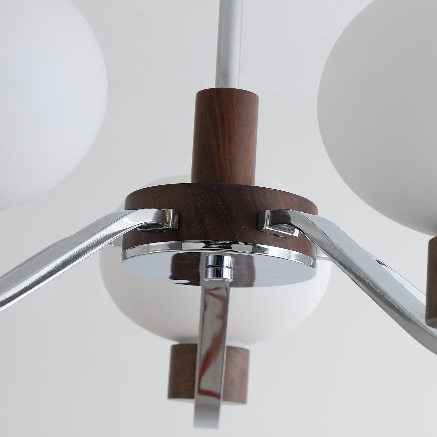 Elvinine Chandelier Chrome Walnut Elegant