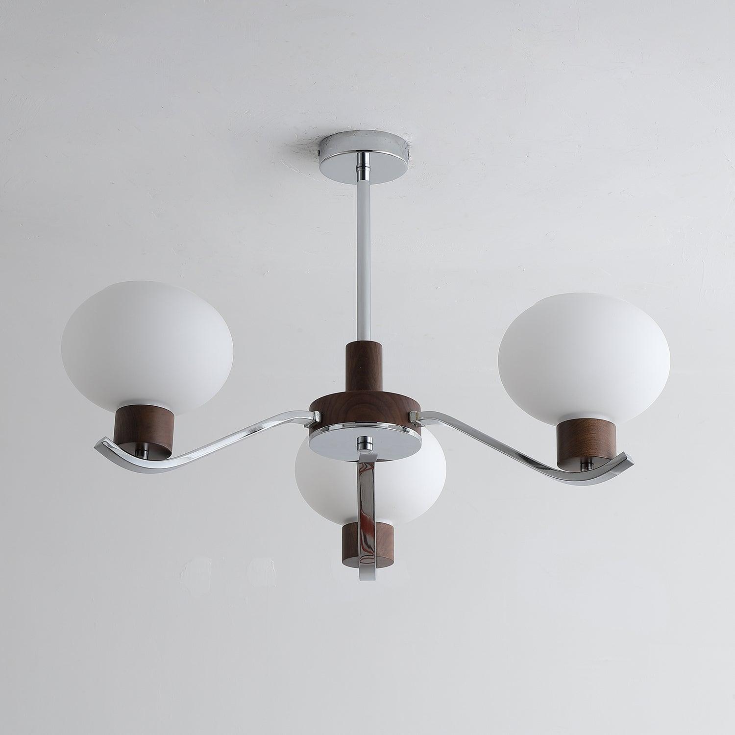 Elvinine Chandelier Chrome Walnut Elegant