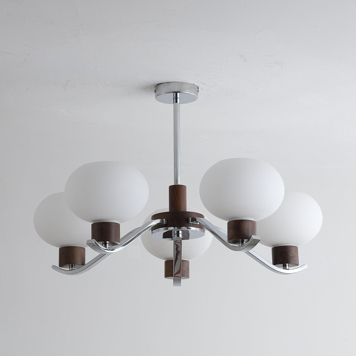 Elvinine Chandelier Chrome Walnut Elegant