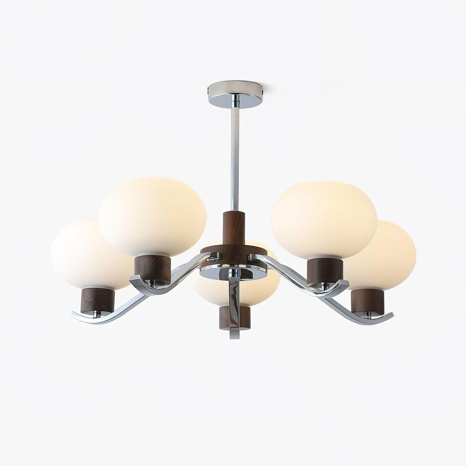 Elvinine Chandelier Chrome Walnut Elegant