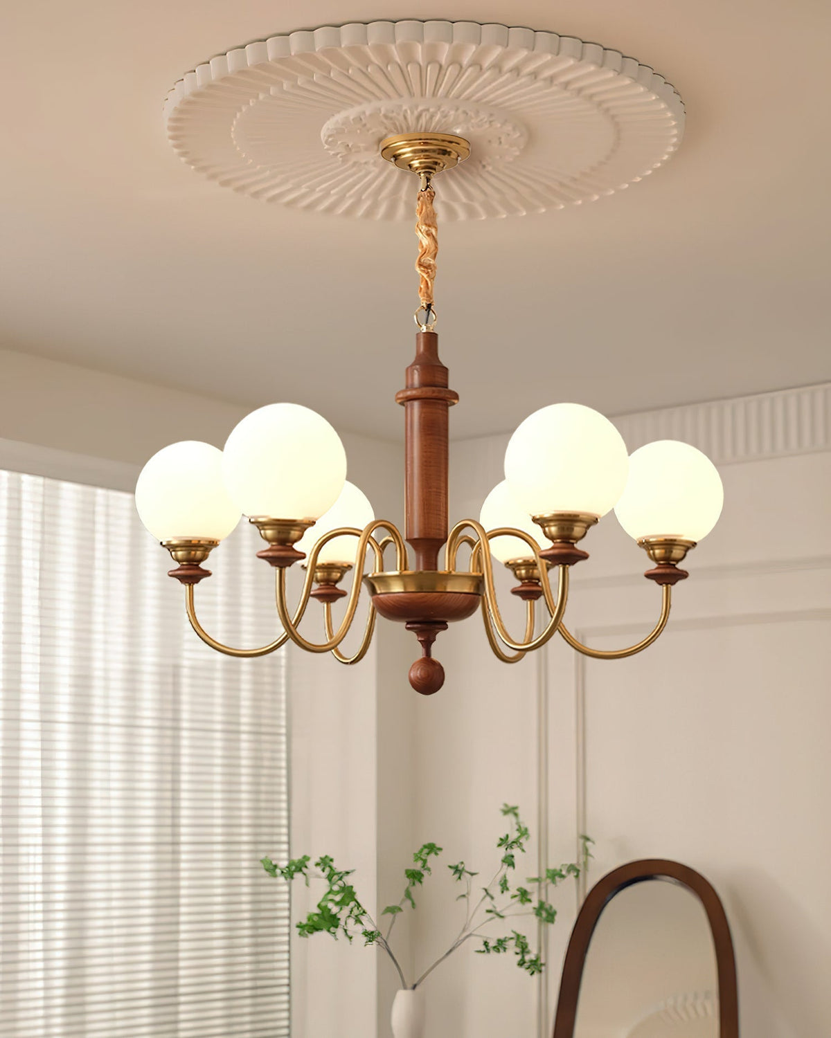 Celoira Vintage Brass Glass Chandelier