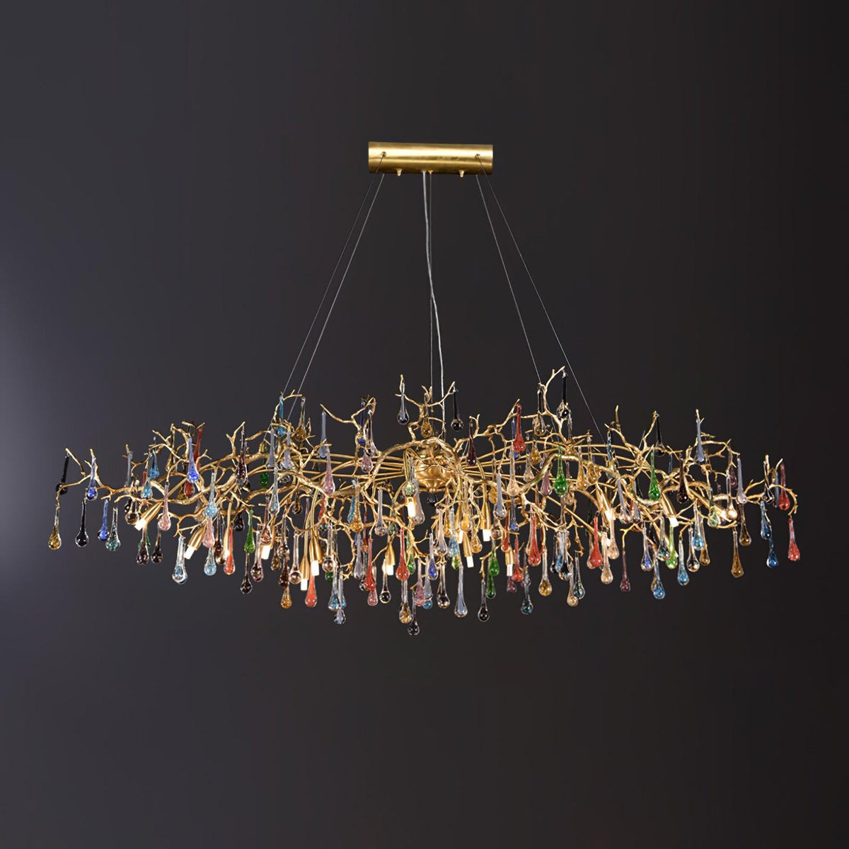 Brume Colorful Raindrop Brass Branch Chandelier