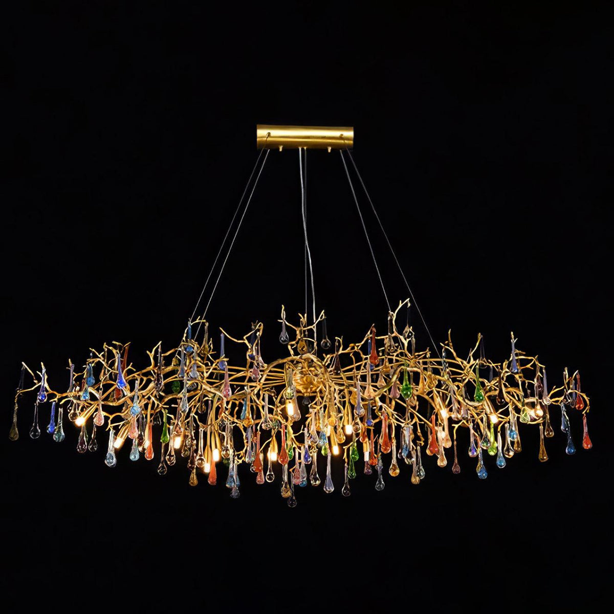 Brume Colorful Raindrop Brass Branch Chandelier
