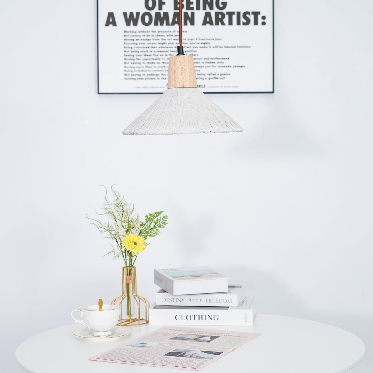Lirixon Pendant Lamp Concrete Pleated