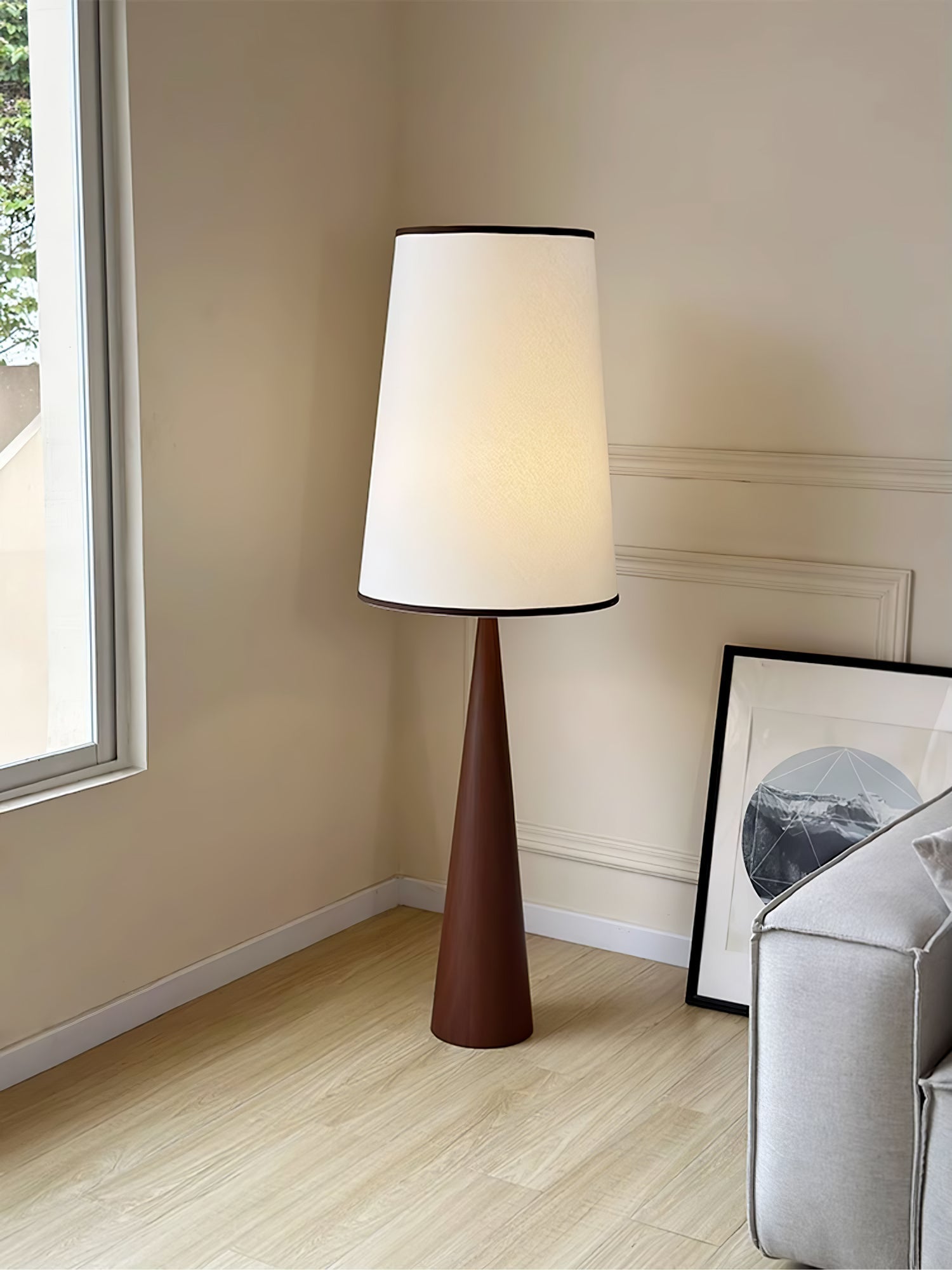ConeLite Minimalist Wood Conical Floor Lamp