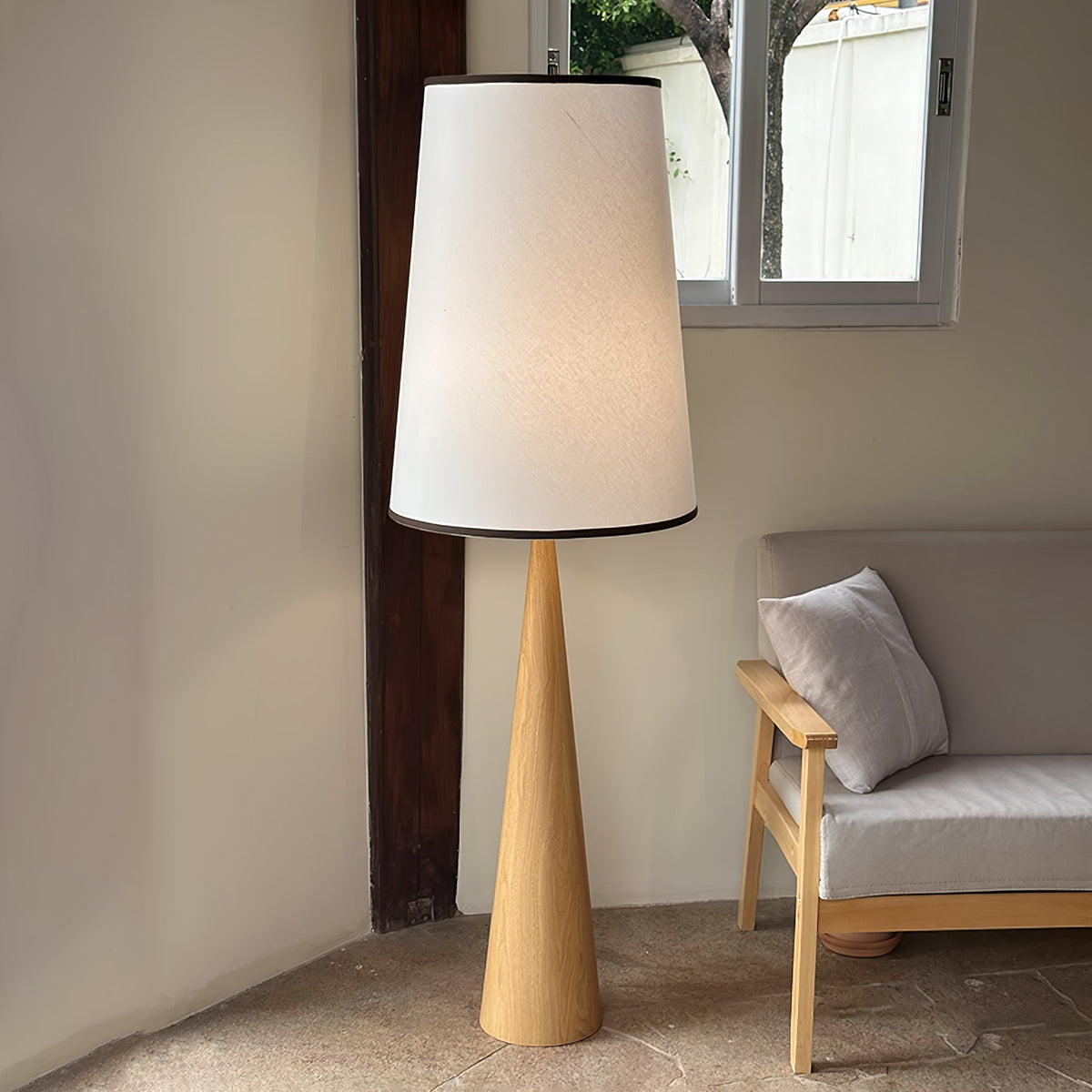 ConeLite Minimalist Wood Conical Floor Lamp
