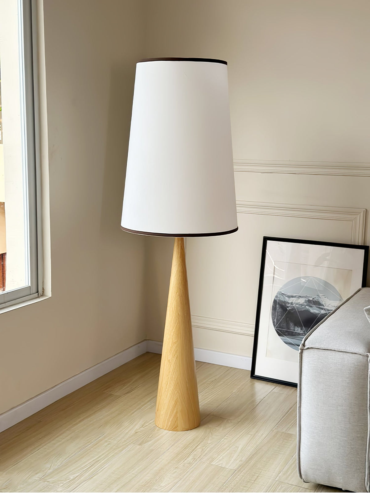 ConeLite Minimalist Wood Conical Floor Lamp
