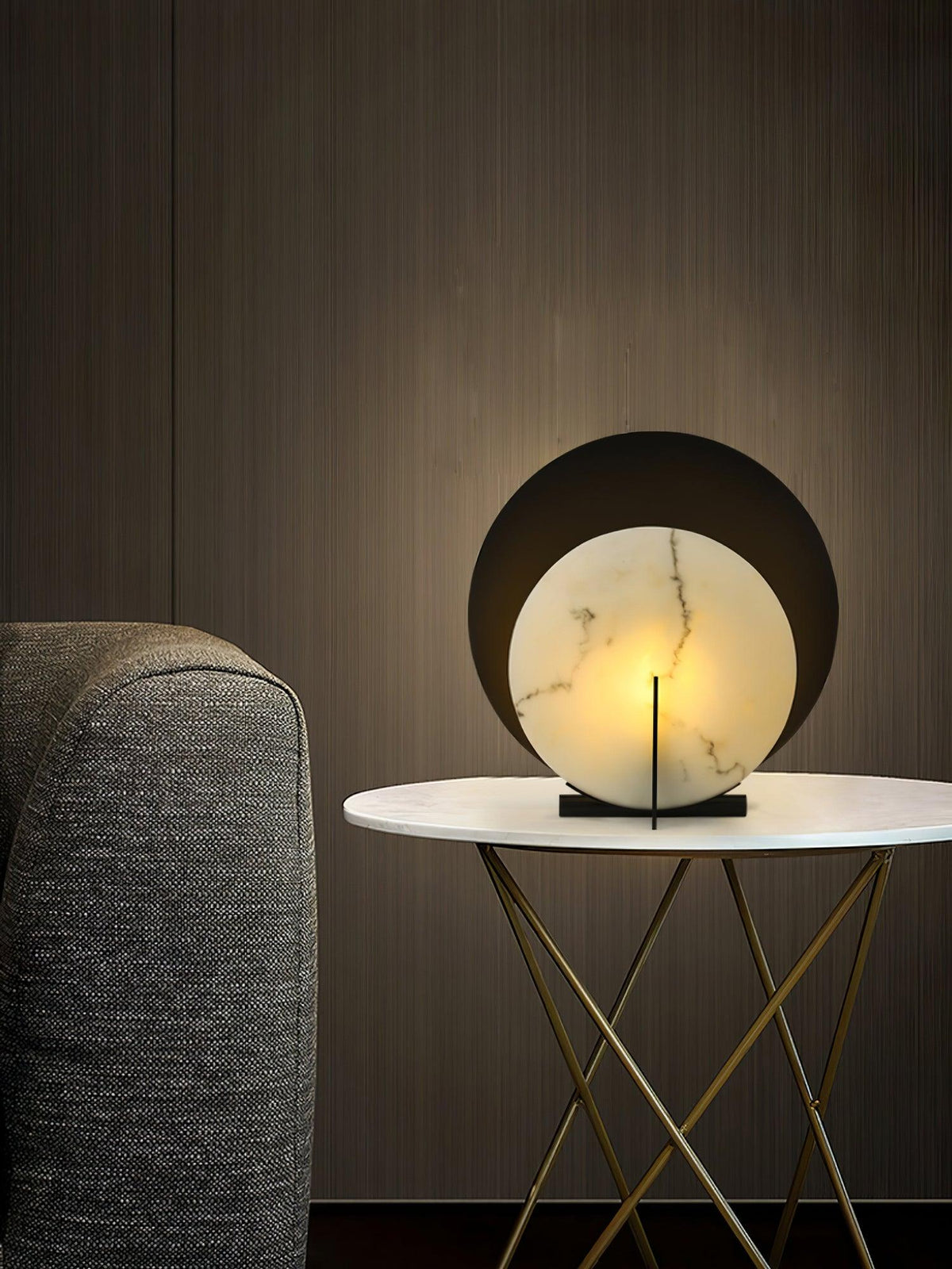 Astix Half Moon Alabaster Table Lamp
