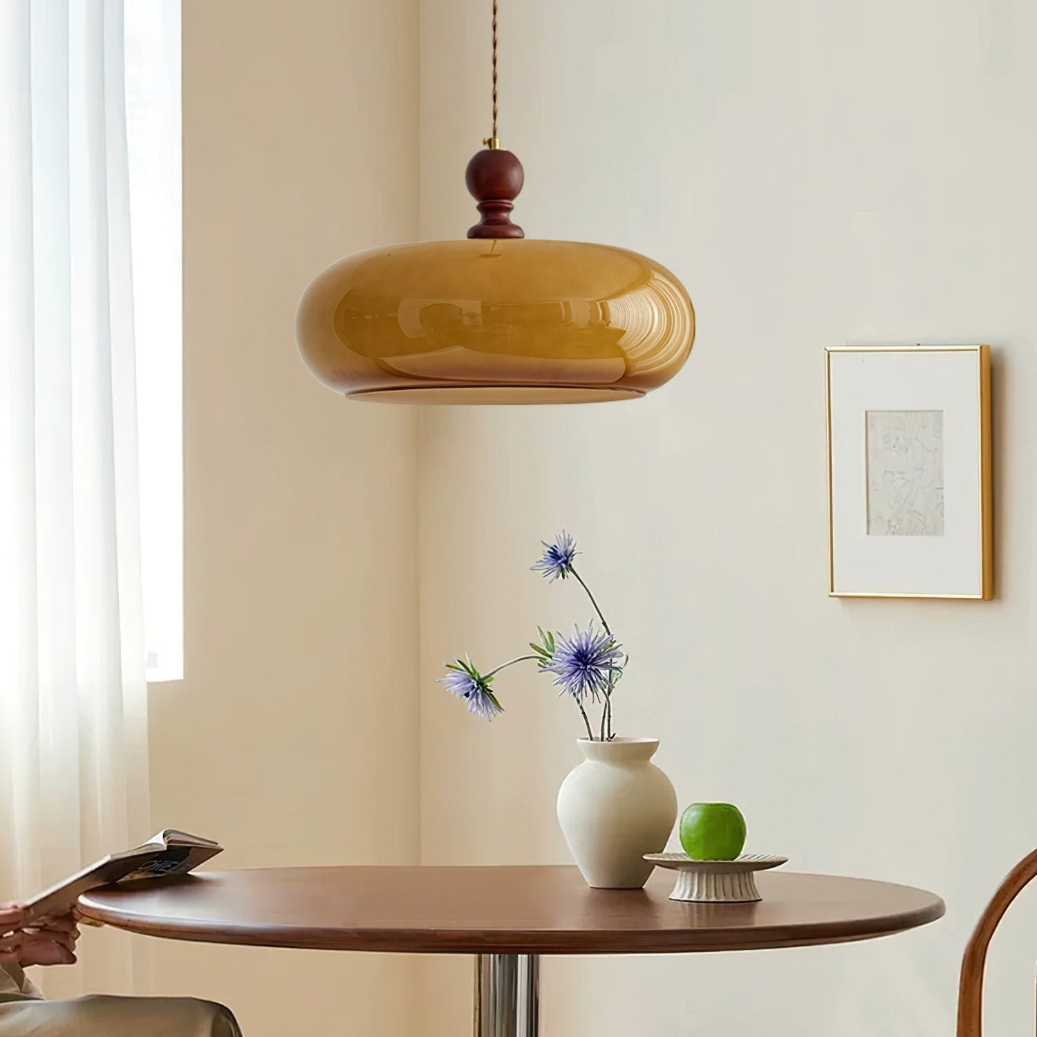 Eldom Amber Glass Shade Pendant Light - Neutral Decor