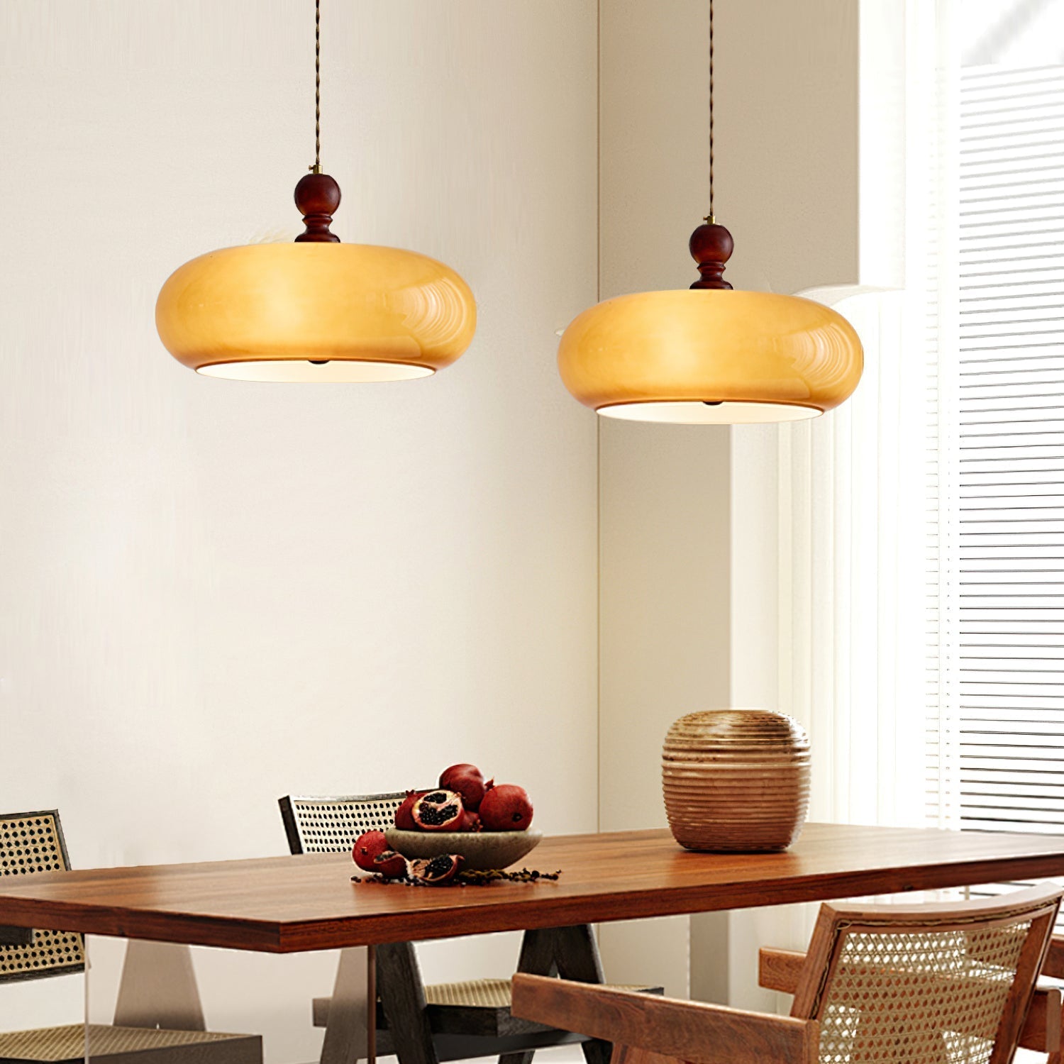 Eldom Amber Glass Shade Pendant Light - Neutral Decor