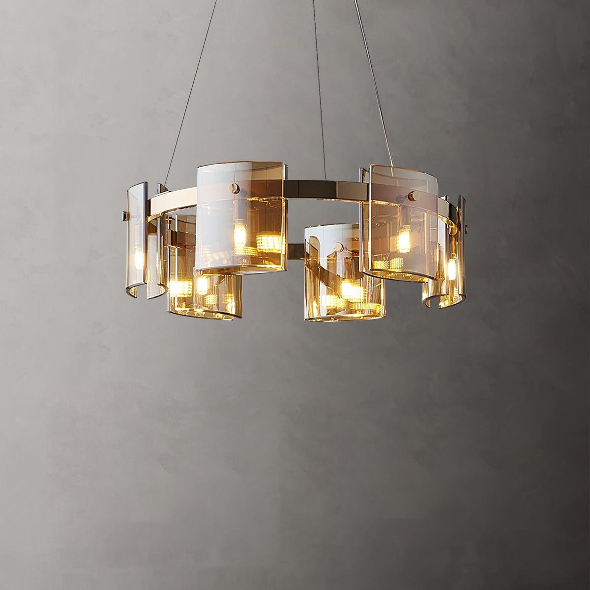 Tarlan Chandelier Circular Glass Iron Arms