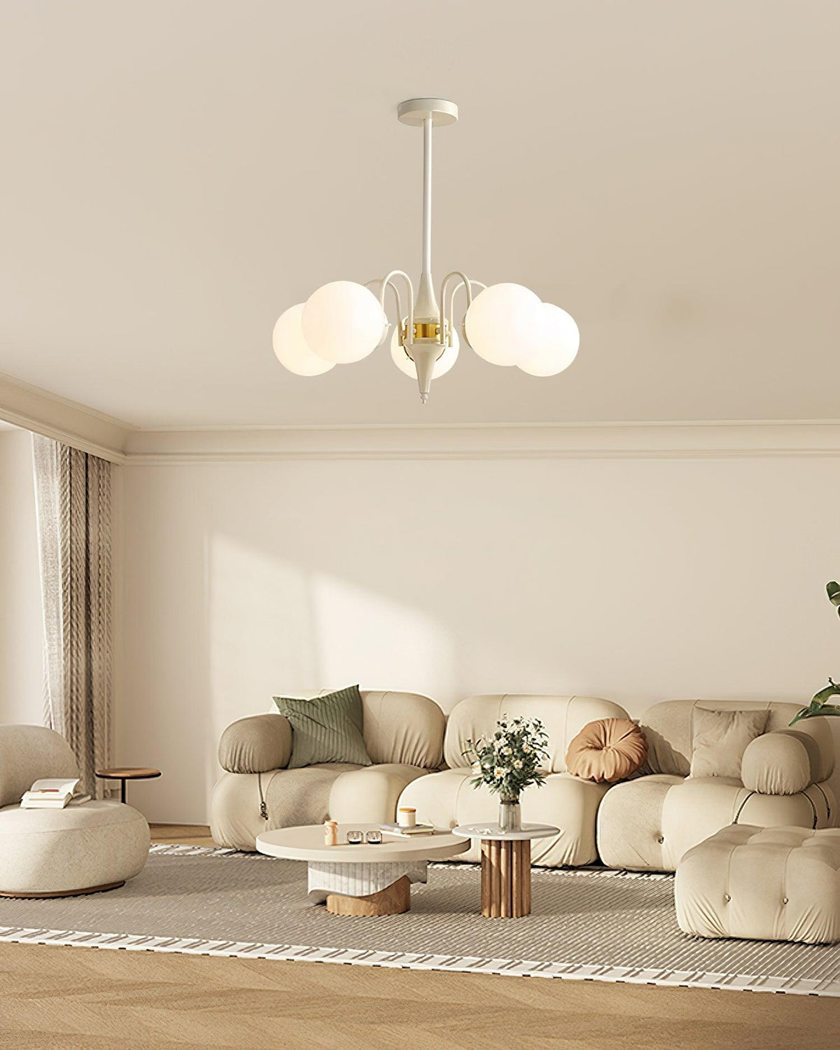 Elauian Chandelier Globe Cream Modern
