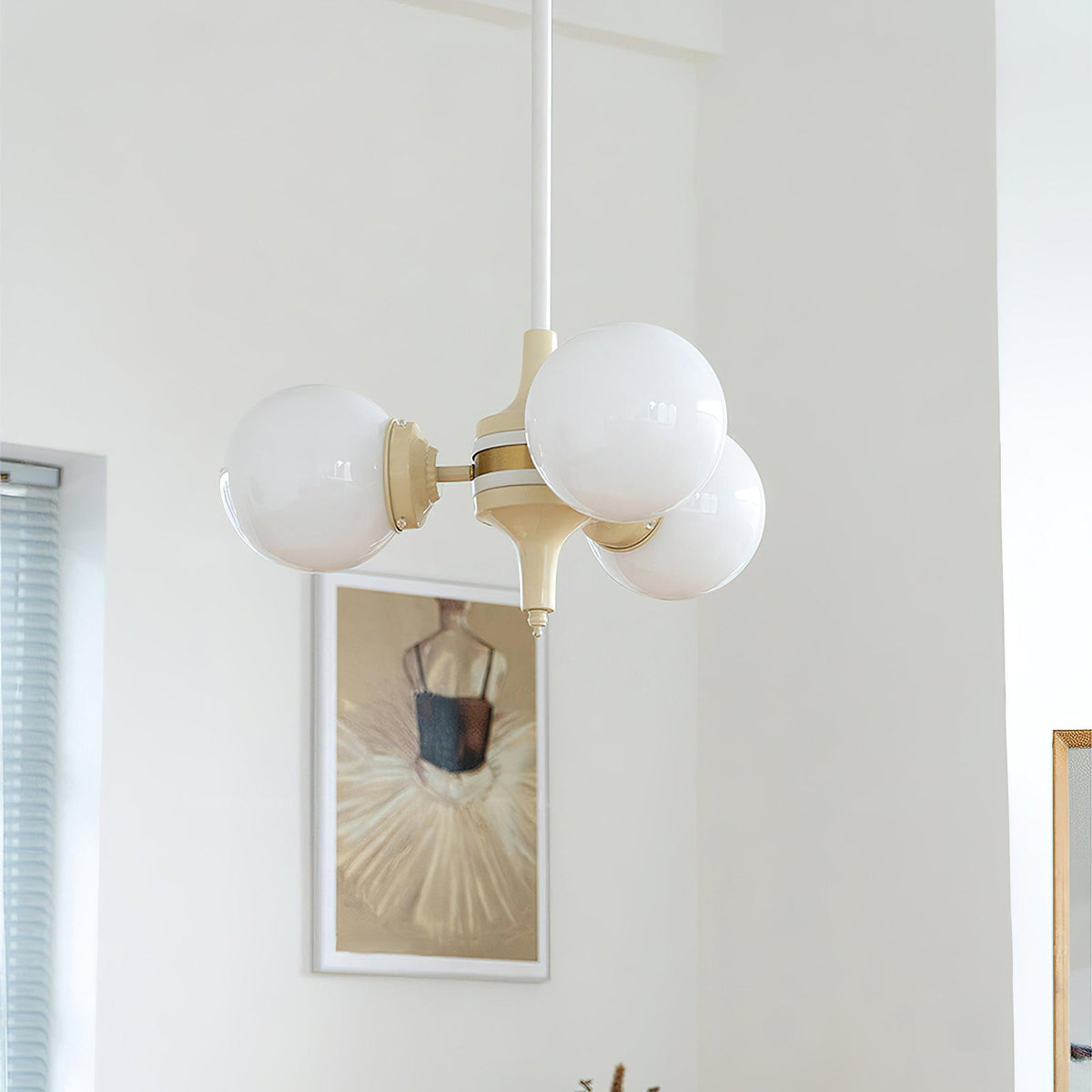 Elauian Chandelier Globe Cream Modern