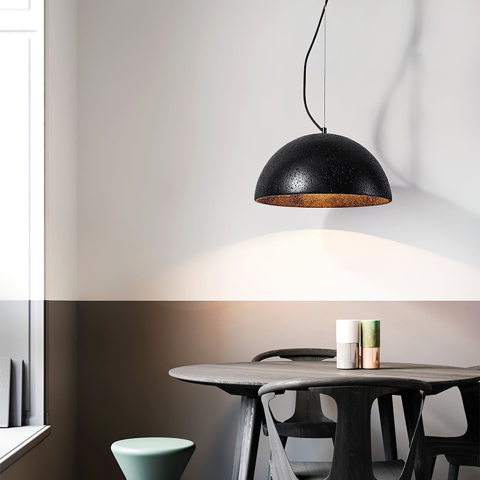 Avdoraris Dome-Shaped Travertine Pendant Light