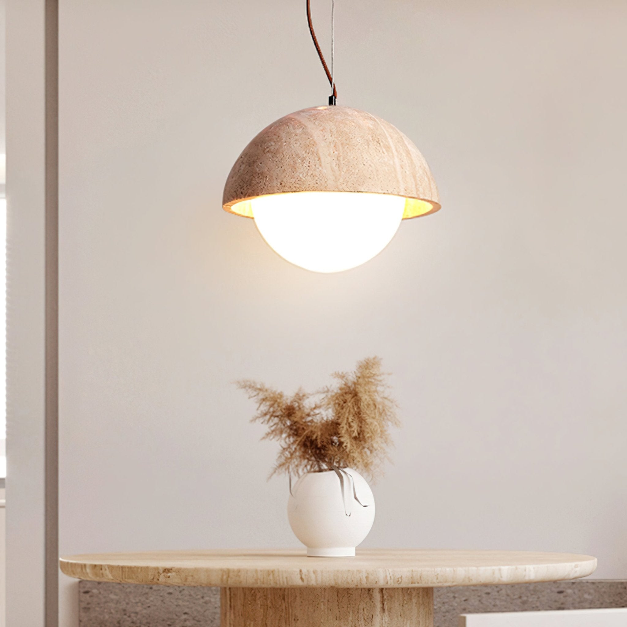 Avdoraris Dome-Shaped Travertine Pendant Light