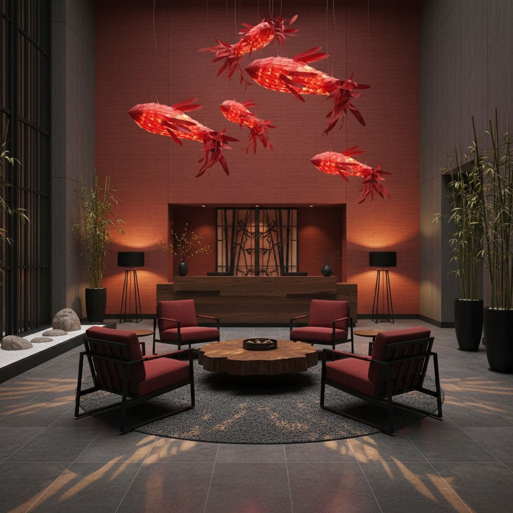 Aureline Crimson Swirl Koi Chandelier