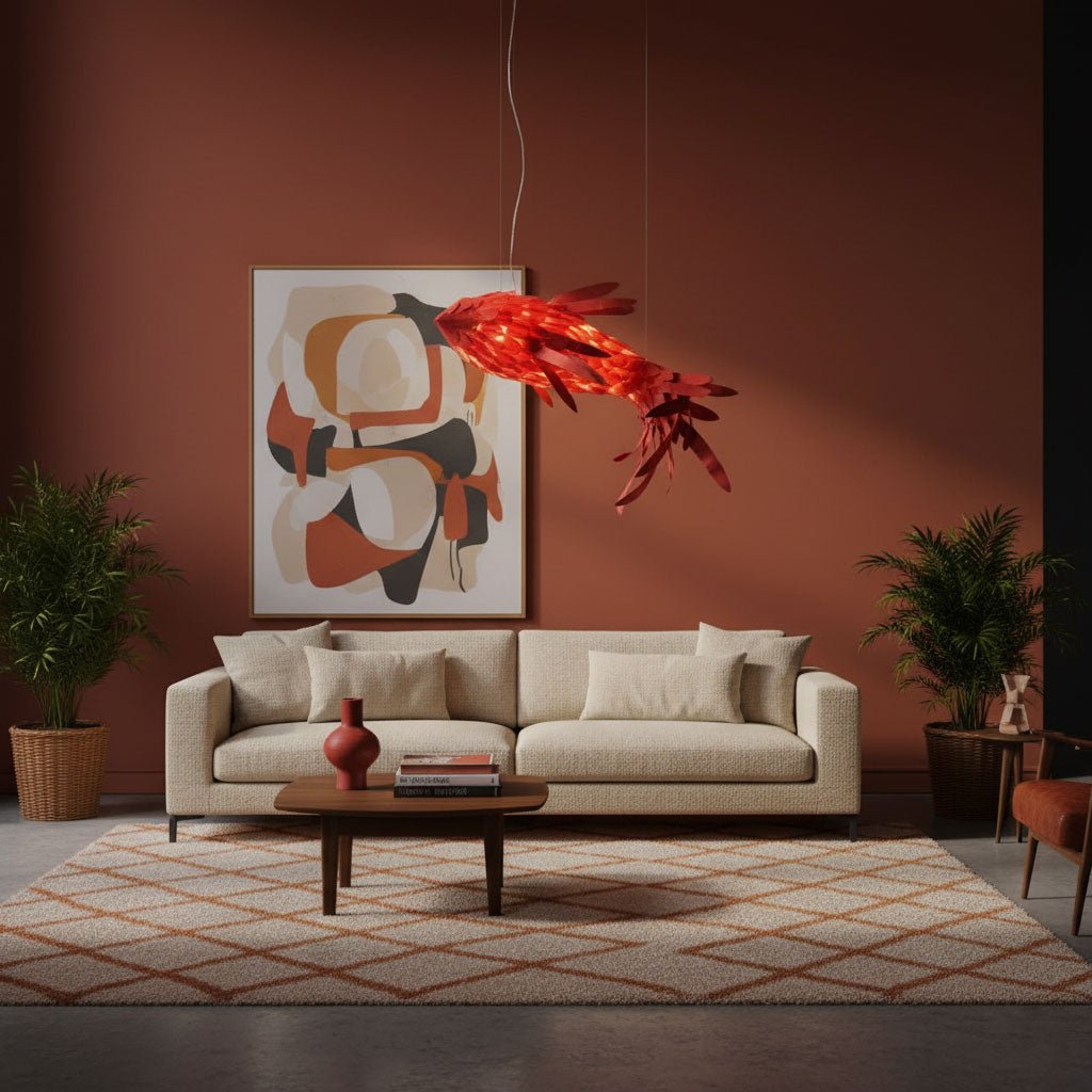 Aureline Crimson Swirl Koi Chandelier